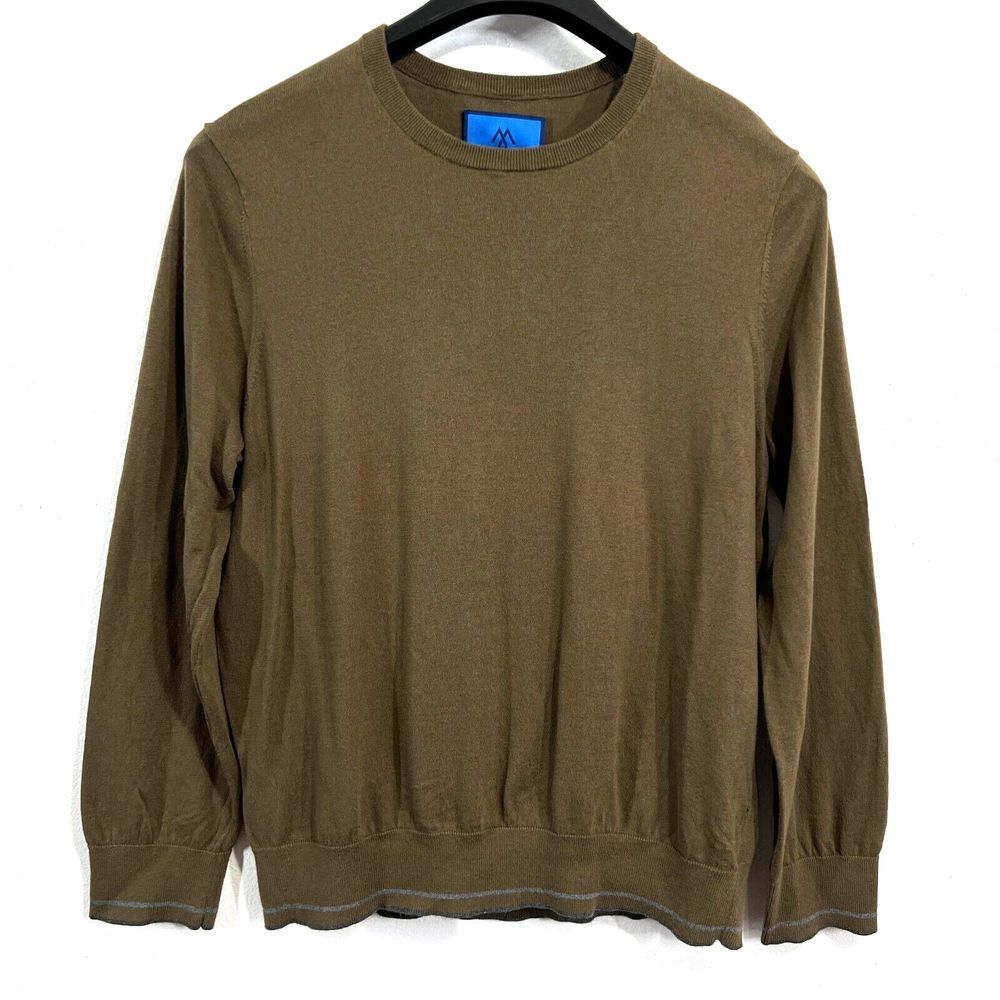 Martin + Osa Sweater XL Brown Crew Neck Cotton Cashmere Blend Very Soft Academia